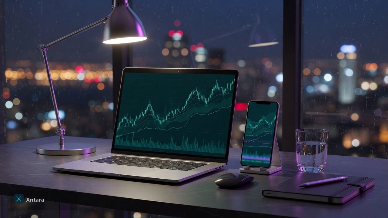 Devices with Xntara trading interface glow